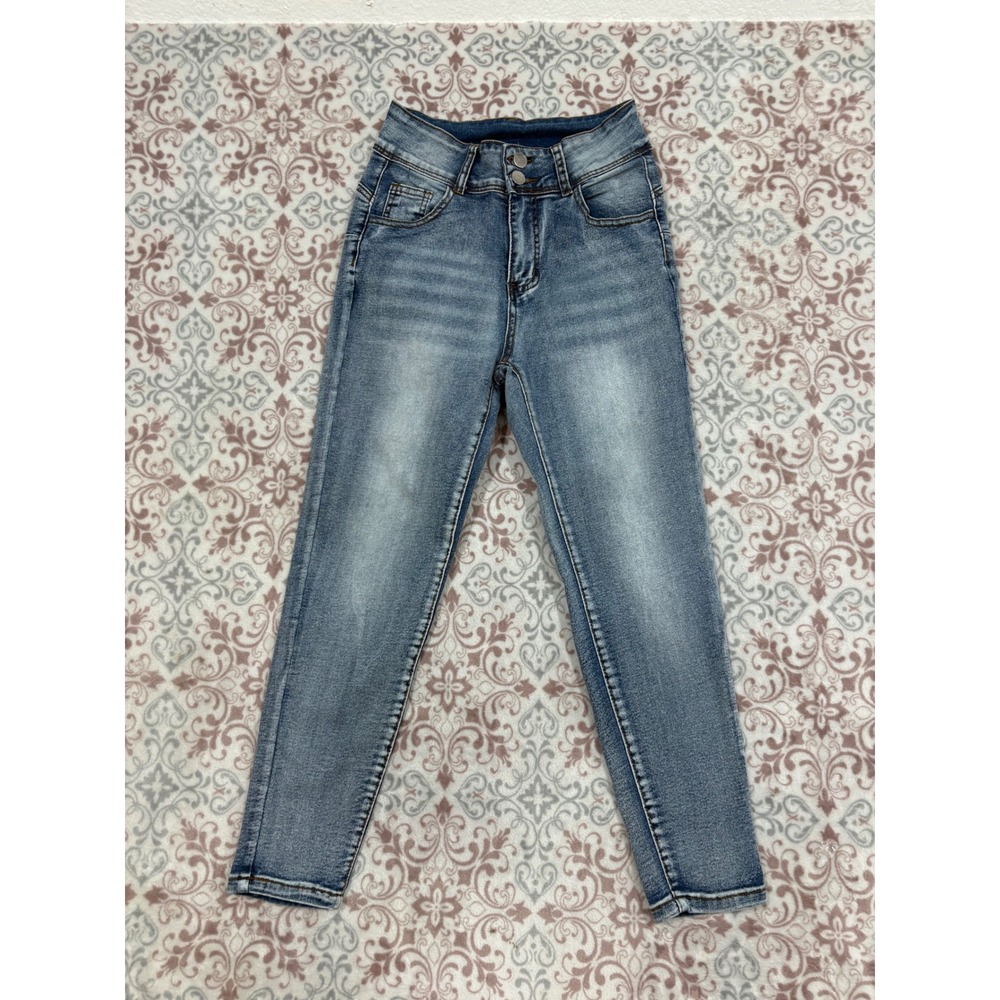 SHEIN Petite High Waisted Skinny Jeans Light Wash Blue Denim Size S Small